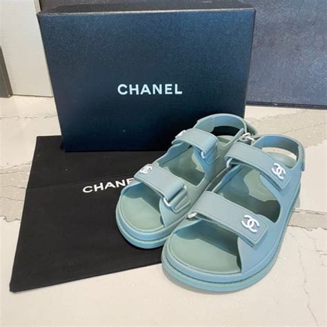 green chanel dad sandals|Chanel velcro sandals 2020 price.